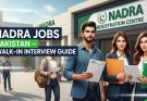 “Young Pakistani applicants standing outside a NADRA center holding documents, with bold headline text ‘NADRA Jobs Pakistan – Walk-in Interview Guide’ in a clean, high-CTR graphic style.”